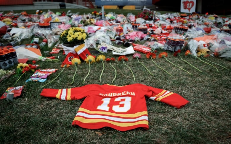 'Always meant to be legendary': Emotional vigil for Gaudreau brothers in Calgary draws hundreds | CBC News