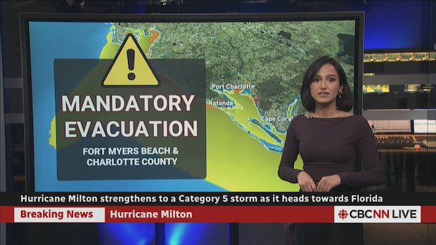 Milton hurtles toward already-battered Florida as a Category 5 Hurricane | CBC News