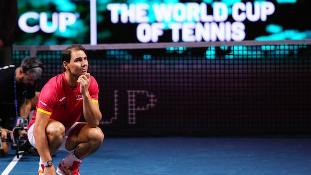 An emotional Rafael Nadal retires at the Davis Cup after he loses and Spain is eliminated