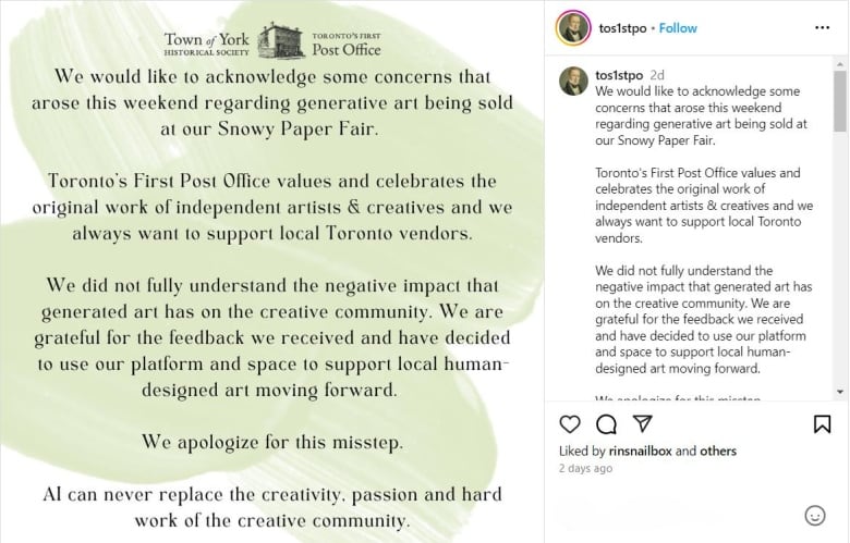 Toronto holiday market organizers apologize after AI-generated art sold at fair