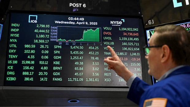 After massive surge on Wednesday, stock markets fall as trade war continues