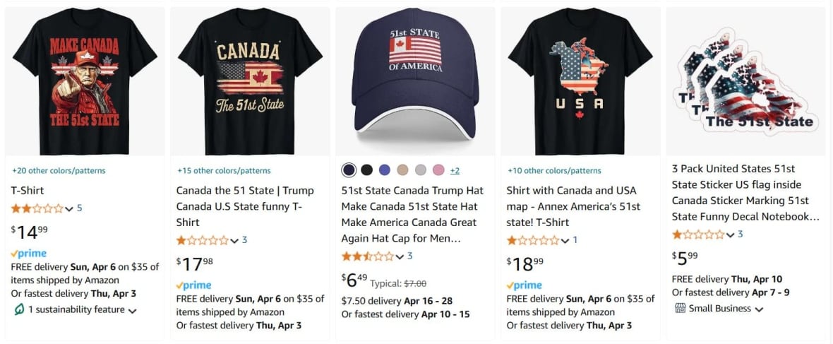 Amazon is selling products calling Canada the 51st state, and many Canadians aren't happy