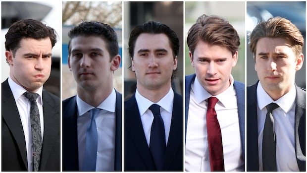 Photos of ex-world junior hockey players flashing championship rings shown at sex assault trial