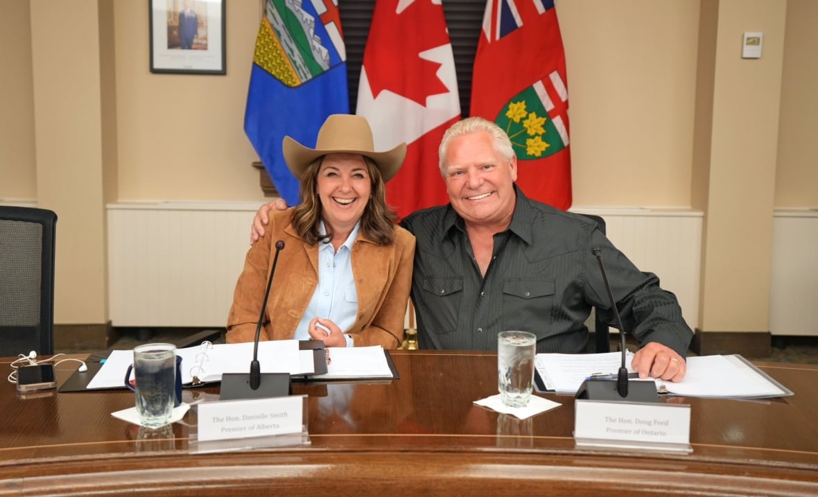 Premiers Danielle Smith and Doug Ford agree to study new energy corridors, more trade