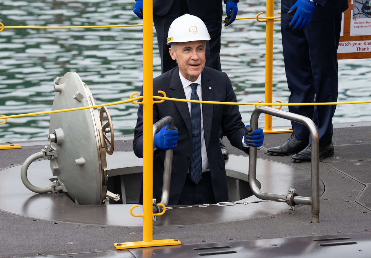 Carney tours newly completed South Korean sub as Canada weighs multi-billion dollar order