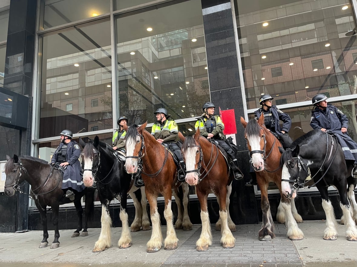 Pro-Palestinian protest taking place outside Concordia University with large police presence