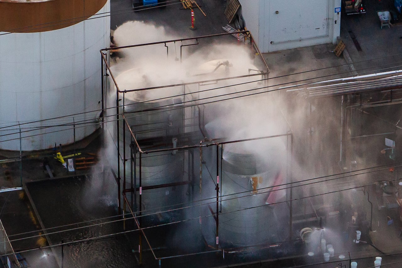 California officials say potential crack on overheated chemical tank could lower risk