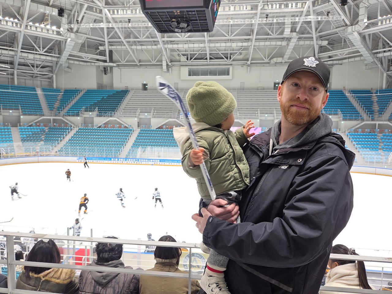 I want my son to feel Canadian even though we live in Korea. So I took up hockey at 40