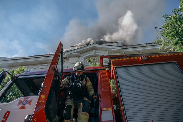Russian attacks kill 11 across Ukraine, set centuries-old religious site in Kyiv ablaze